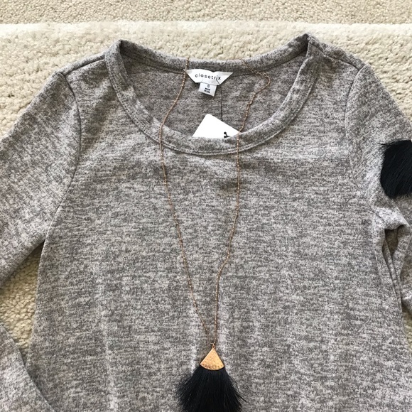 Grey Handkerchief Hem Tunic Top - Picture 3 of 8